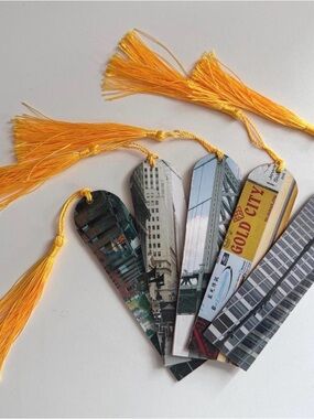 New York Cityscape Bookmarks with Yellow Tassels